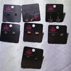 Paparazzi/Earrings Lot 7/Women/Various Sizes/ Multicolor/Butterfly Hearts Cherry